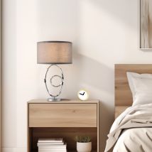 Lampe De Table Torquay E14 Métal Polyester Hauteur 50 Cm Chrome Gris Lux.pro