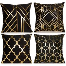 Bebusingoto Juego De 4 Fundas De Cojín Decorativas Para El Hogar, Con Estampado Dorado De 45 X 45 Cm, Diseño Geométrico Cuadrado Para Sofá Y 