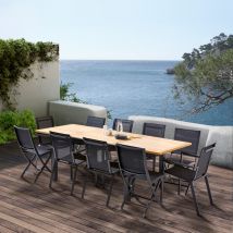 Wilsa Garden - Gartenmöbel Set Bali T 6 / 10 + F 6 + C 4 Teak Schwarz