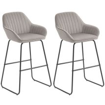 2er-set Barstühle, Barhocker Mit Stoffbezug Und Schaumstoffpolsterung, Polsterhocker Mit Metallbeinen, Grau