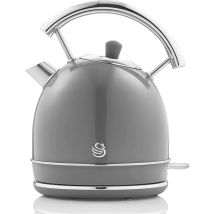 Swan - Sk14630grneu Retro Hervidor Agua Eléctrico, 1,8 L, Resistencia Oculta Acero Inoxidable, Sin Bpa, Inalámbrico 3000w Gris