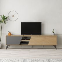 Decortie - Fiona Modern Tv Stand Multimedia Centre Tv Unit With Storage Cabinet 180cm - Oak / Anthracite Grey - Anthracite Grey