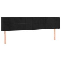 Cabecero Accesorio Para Dormir Mueble De Dormitorio Con Borde Lateral 163 X 16 X 78/88 Cm Tela De Terciopelo Negro Tdl0204532