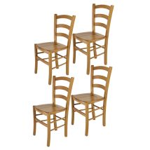 Tommychairs - Set 4 Sedie Modello Venice Per Cucina Bar E Sala Da Pranzo, Robusta Struttura In Legno Di Faggio Color Rovere E Seduta In Legno