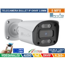 Telecamera Bullet Ip Double Light 5m Poe Onvif H.265+ Visione Notturna A Colori 30 Metri Audio Analisi Video
