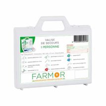 Farmor Erste-Hilfe-Koffer für 1 Person – 160mm x 120mm x 37mm – 140g – 5 Pflaster, 2 sterile Kompressen, Schere, Handschuhe, Erste-Hilfe-Buch