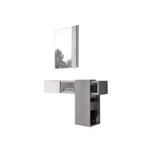 Eingangsmöbel Baffin, Moderner Eingang, Wandgarderobe, Multifunktions-aufbewahrungskonsole, 100x31h75 Cm, Zement Und Weiß