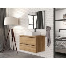 Mobile Bagno Sospeso 80 Cm In Legno Rovere Ostippo Con Lavabo Da Appoggio - Italia - 80 Cm Standard