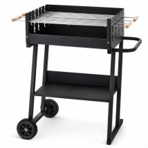 Barbecue Con Ruote E Ripiano Portaoggetti Griglia Regolabile Struttura In Acciaio Per Cottura Tradizionale A Carbonella All Aperto 87 X 52 X 90 Cm 