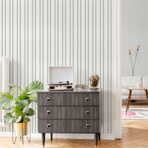 White Grey Stripe Wallpaper Silver Metallic Effect Non-woven Spotlight Erismann