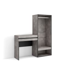 Skraut Home - Konsolentisch, Flurtisch, Beistelltisch Für Eingang, 130x145x35 Cm, Mit Schublade, Offener Kleiderschrank, Moderner Stil, Zementgrau