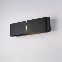 Applique Con Diffusore Taglio Laser In Ferro Laccato Nero 2 Luci H.12 - L.45 - P.10