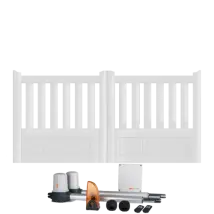 Gefradis - Portail Battant Électrique Pvc Blanc Avec Moteur Sentinel H 125 X L 350 Étretat