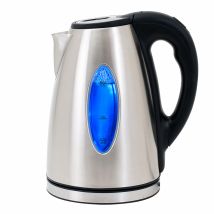 Flivastore - Deuba 1.7 Litre Led Cordless Electric Kettle Stainless Steel And Glass Led Illuminated 2200w 2.2kw Bpa Free Water Boiling Overheating 