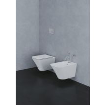 Azzurra - Paire De Sanitaires Suspendus Blanc Brillant En Céramique 36x54 Cm Ceramica Build - Avec Abattant Wc Soft