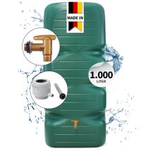 Garantia Cubus Regentonne Komplett-set 1000 Liter, Dunkelgrün Inkl. Kunststoff-auslaufhahn Und Fallrohranschluss