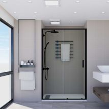 Copie De Cabine De Douche Coulissante Noire F1 1 Fixe + 1 Porte - Sans Low Profile Decoracion Mampara: Verre Transparent - Mamparas: 170 (168,5-173)cm