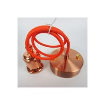 Lampada a sospensione da esterno in tessuto arancio e rame – 1 m con supporto E27 – Completa di sistema di montaggio