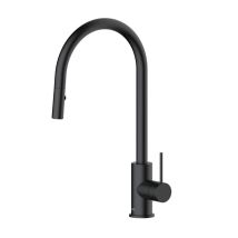 Swiss Aqua Technologies - Miscelatore Per Lavabo Aurum 44 Cm Con Doccetta Estraibile A 2 Getti, Nero Opaco (satbaur286c)