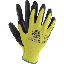 Gelbe Schnittschutzhandschuhe mit Nitrilbeschichtung – Polyester – EN 388 – EN 420 – Größe 7-10 – Atmungsaktiv – Elastische Manschette