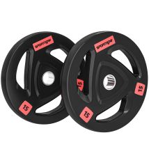 Sportnow Juego De 2 Discos De Pesas Olímpicos 15 Kg, Agujero 50 Mm, De Hierro Fundido, Recubierta De Goma, Para Mancuernas Y Barras, Casa, Gimnasio
