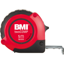 BMI Taschenbandmaß 10m – 25mm – Federbandstahl – ABS-Kunststoff – Präzise Messungen für Bau- und Renovierungsarbeiten