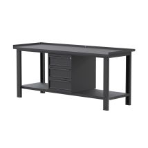 Banco Da Lavoro Sogi X3n114a - 2 M - Piano In Acciaio - 3 Cassetti - Grigio Antracite