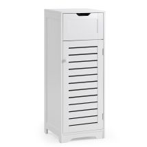 Bathroom Floor Cabinet With Drawer & Ventilated Door, Compact Freestanding Storage Unit For Bathroom/bedroom/hallway, 31 X 30 X 85 Cm, White, Mondeer