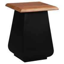Womo-design Mesa Auxiliar De Salón Galway 30x45x30 Cm Rectangular Madera De Acacia Negro-natural Mueble Hecho A Mano Tablero De Flores Mesita De 