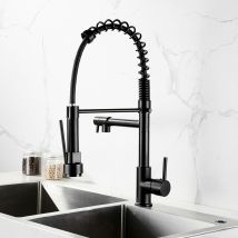 Petites Ecrevisses - Wasserhahn Küche Spültischarmaturen Mit Zwei Auslauf Hochdruck Küchenarmatur 360° Schwenk Spiralfederarmatur - Schwarz