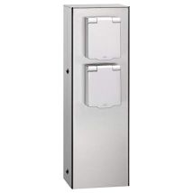Colonne de prises IP44 en acier inoxydable – 2 prises de courant 230 V – 3680 W – 260 mm