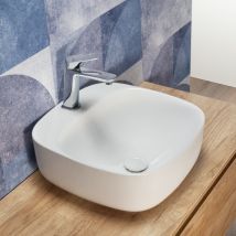 Kerm - Lavabo Da Appoggio A Bacinella 42x42 Cm Quadrato Bianco