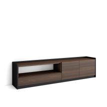 Skraut Home - Mobile Tv Soggiorno, 207x37x50cm, Per Tv Fino A 80", Rovere Scuro E Nero