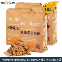 Ecoblaze Kiln Dried Kindling Wood 480 (120x4 Boxes) Fire Sticks For Log Burners