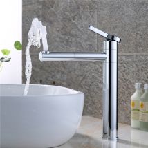 Homelody - Wasserhahn Bad Hoch, Doppelt 360° Drehbar Waschtischarmatur Messing Mischbatterie Bad Für Waschbecken Badarmatur Chrom 