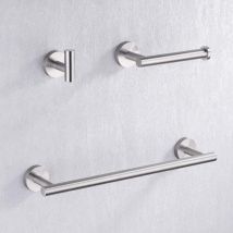 Portasciugamani Da 40 Cm, Porta Carta Igienica, Set Di Accessori Per Il Bagno, 3 Pezzi, Montaggio A Parete, Acciaio Inossidabile Sus304, Finitura 