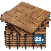 Casaria Decking Tiles Set Fsc Certified Eucalyptus Acacia Wood Patio Garden Balcony Outdoor Deck Interlocking Terrace Multipack 22x Acacia Mosaic