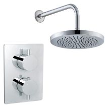 Gravity Bathrooms - Round Wall Concealed Thermostatic Shower Valve Set With Fixed Head - Chrome