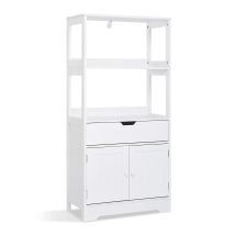 Mondeer Armadietto Alto E Midi Per Il Bagno, Legno Ingegnerizzato, Bianco, 60 X 30 X 121cm