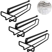 Pieces Hanging Wine Glass Holder, Under Cabinet Wine Glass Holder, No Drilling Hanging Stemware Holder, Metal Glasses Hanger For Shelf For Kitchen 