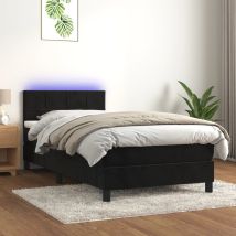 Cama Box Spring Colchón Y Led Terciopelo Negro 100x200 Cm Vidaxl