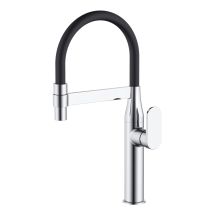 M Rubinetteria - Miscelatore Monocomando Lavello Cucina Nairobi Ottone Cromato Canna Flessibile Finitura- Cromo Lucido - Confezione 1