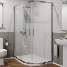 Luxura - 1200 X 800mm Rh Offset Quadrant Shower Enclosure Framed 6mm Glass Tray & Waste - Silver