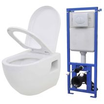 Wc Suspendu Avec Réservoir Encastré, En Céramique Blanche