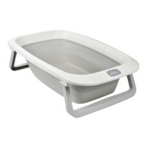 Béaba - Faltbare Badewanne Für Babys - Ultra Kompakt - Rutschfeste Füße - Ablassstopfen - Eazy Pop Camélé'o - 29l - Grau