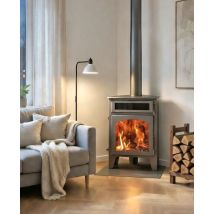 Juan Panadero – Poêle à bois d'angle avec four – 11 kW, rendement 85%, Eco Design, gris anthracite – Longueur max de bûche, Évacuation des fumées