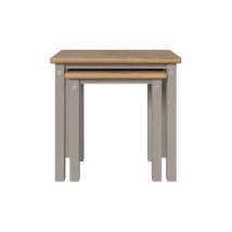 Linea - Nest Tables (set Of 2) - Pine - L35 X W53 X H51.1 Cm - Grey/antique Waxed Pine - Flat Packed