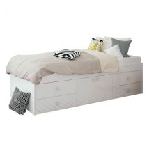 3 Feet Arctic Multi Drawer Cabin Storage Single Bed - L196 X W96 X H51 Cm - White
