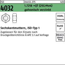Sechskantmutter Iso 4032 M 33 1.7218 +qt (25crmo4) Galvanisch Verzinkt