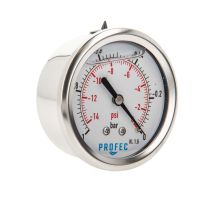 Profec Manometer -1 Bis 0 Bar, Glyzeringefüllt, Ø 63 Mm, 1/4 Zoll Anschluss Nach Hinten Axial, Unterdruck-manometer